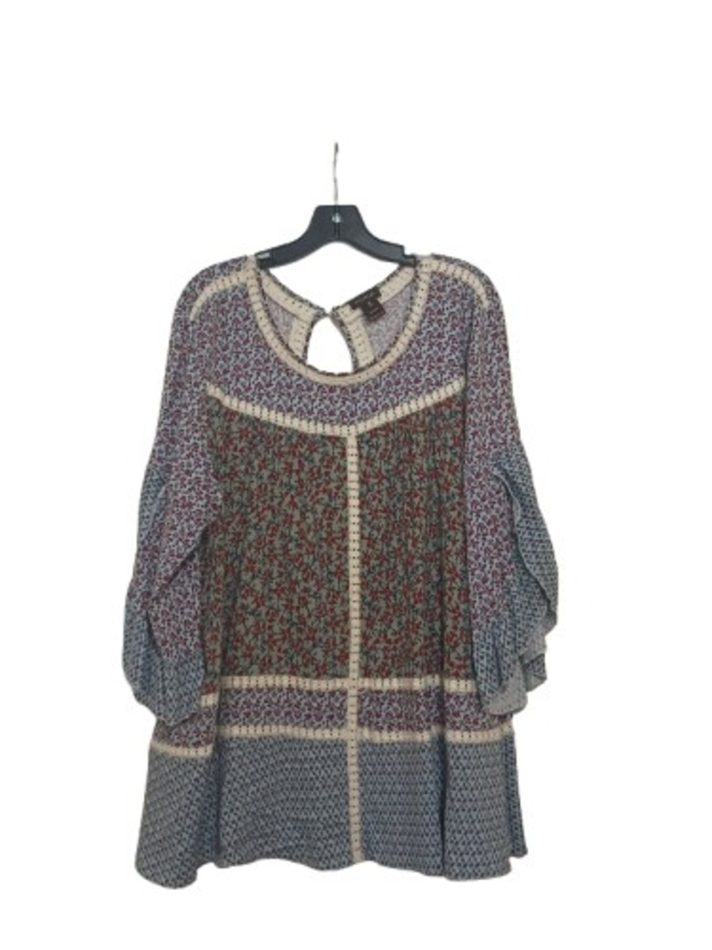 Boho Floral Patchwork Print Cottage Fairy Blouse 1X Festival Romantic - Picture 8 of 12